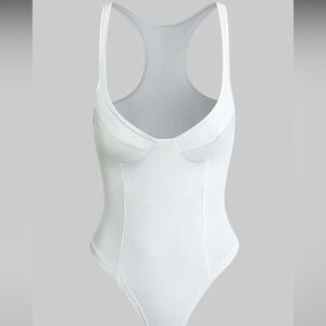 MICAS Basic Solid Deep-V Neck Bustier Bodysuit